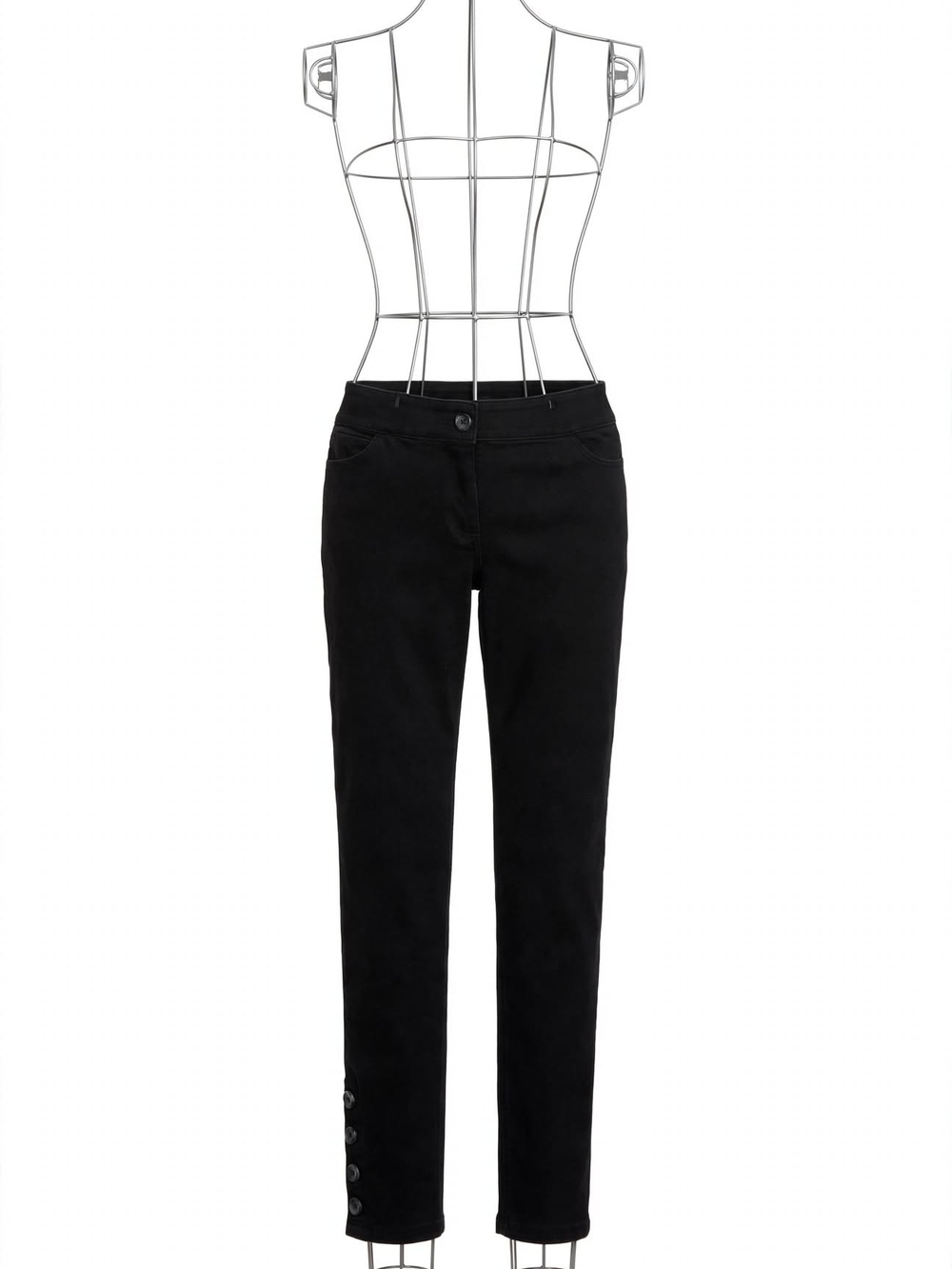 Westbound Black Skinny Jeans with Ankle Button Detail